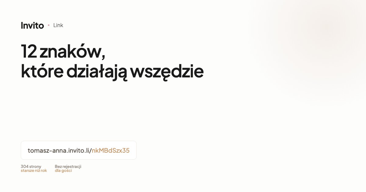 Link osobisty do zaproszenia ślubnego – 12 znaków po domenie