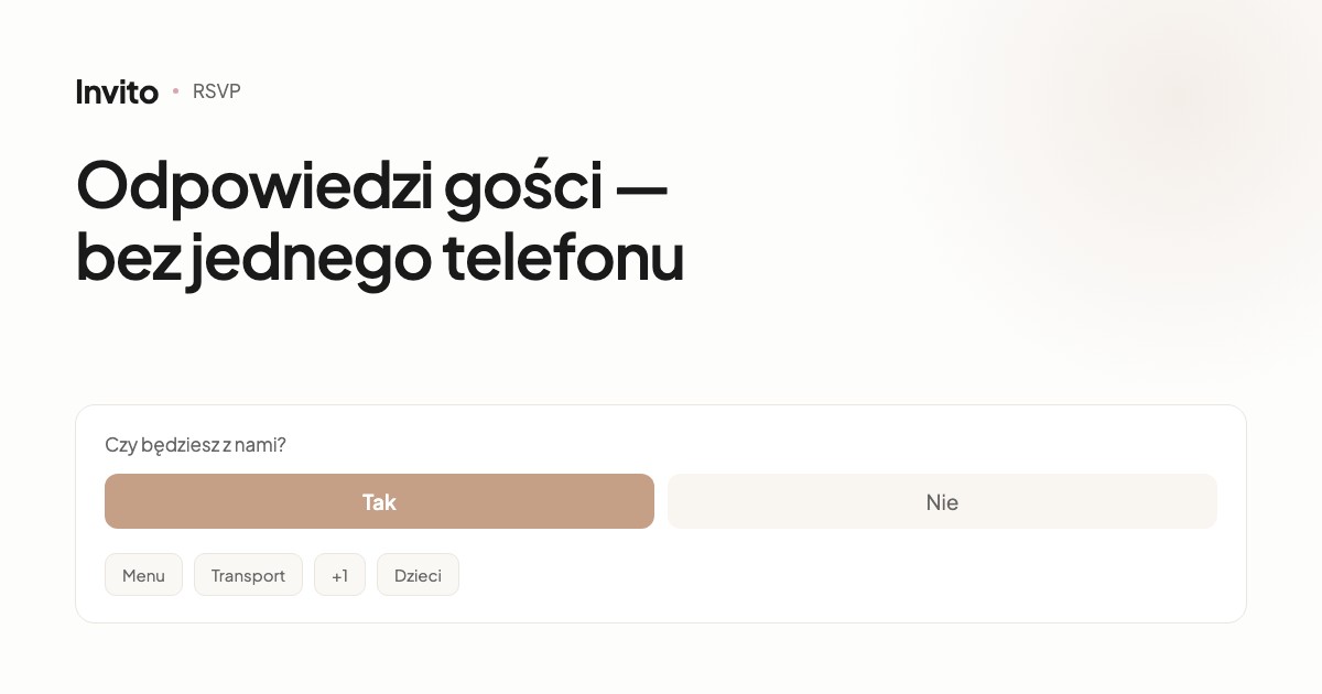 Formularz potwierdzenia obecności w zaproszeniu ślubnym online