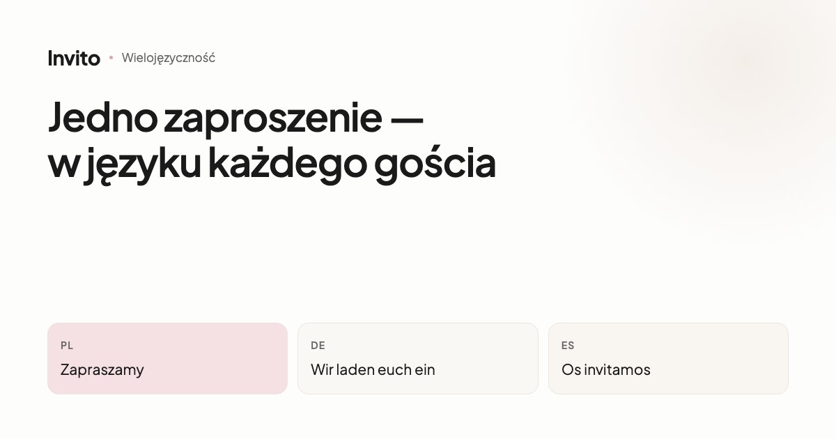 Jedno zaproszenie ślubne w trzech wersjach językowych